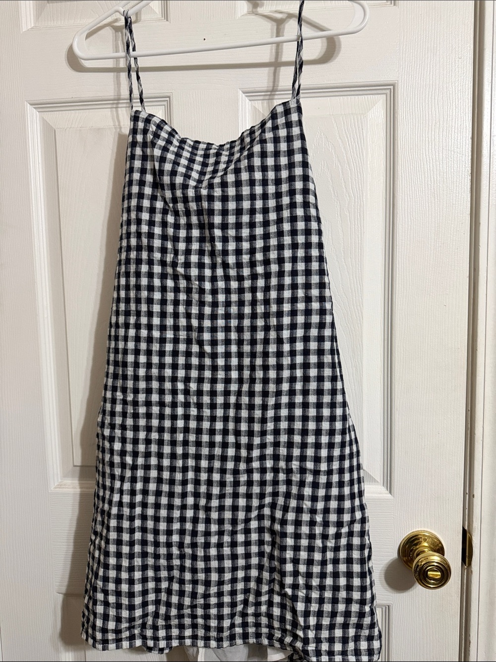 American Eagle Outfitters Black and White Gingham Tie-Back Dress